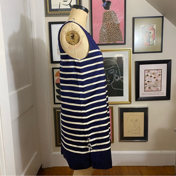 Calypso St. Barth women’s navy blue white silk striped dress sz large - Picture 3 of 10